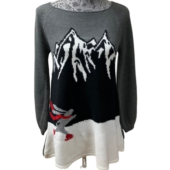 𝅺STYLE & CO Womens Rabbit Ice Skating Sweater SIZE XS Long Sleeve Pullover - Picture 2 of 10